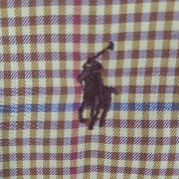 Ralph Lauren Shirt Men's Large Tilden Brown Golf Check Button-Down Long Sleeve - Picture 5 of 12